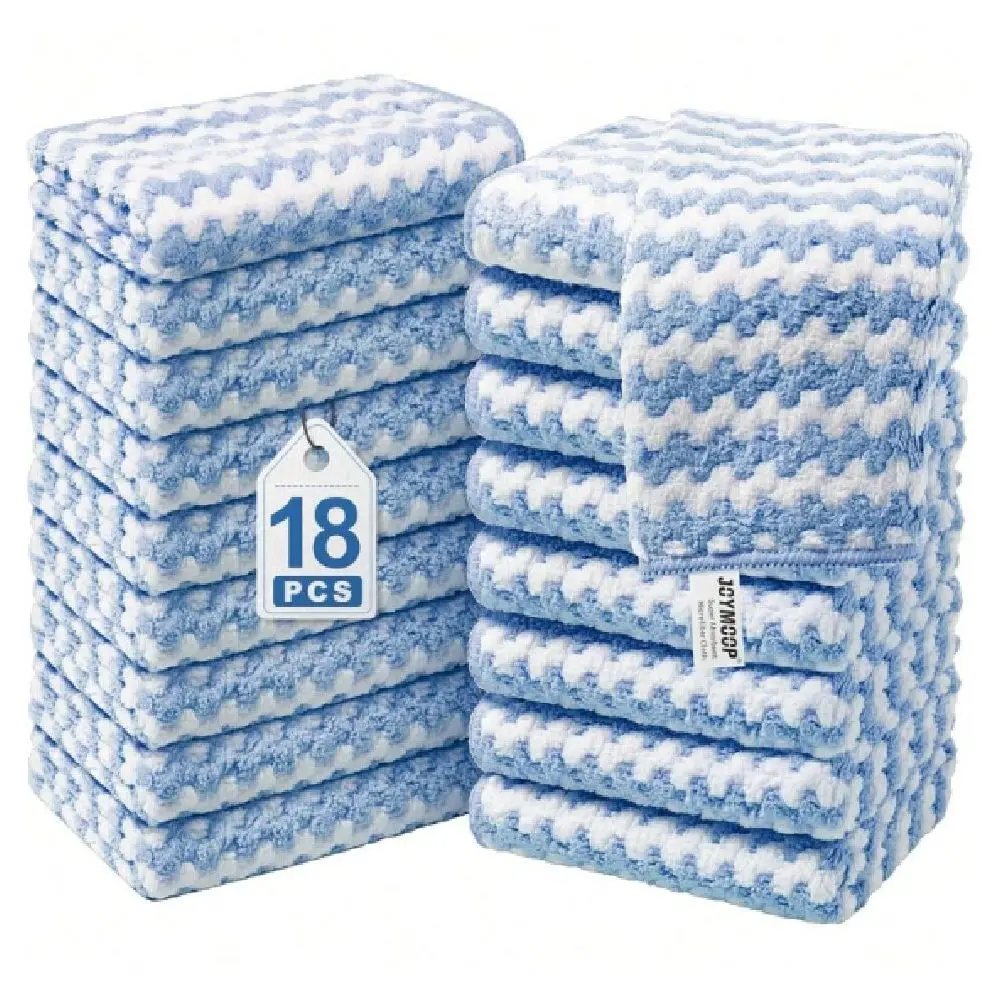 

Салфетки для уборки, 18 штук, 10x10 дюймов, синие, многоразовые, безворсовые, супервпитывающие, для кухни, автомобиля и уборки дома, 270