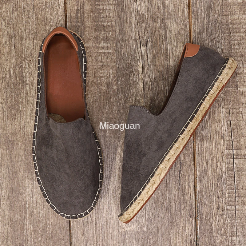 Espadrilles Voor Heren 2023 Herfst Nieuwe Linnen Klassieke Vrijetijdsschoenen Voor Heren Handgemaakte Weven Vissersschoenen Mode Flats Big Size 47