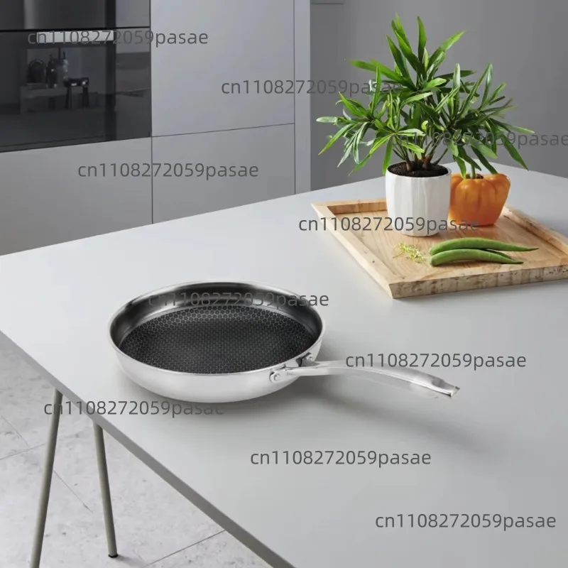 304 stainless steel pan uncoated non-stick pan omelette pan non-stick  bottom healthy less fumes