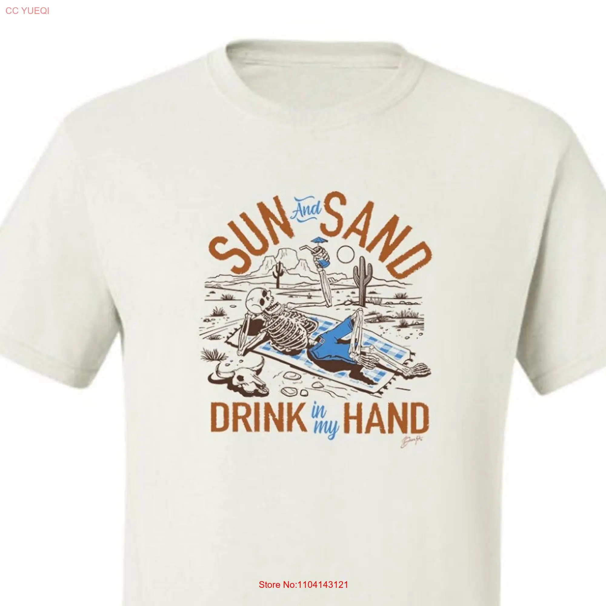 Sun And Sand Drink In My Hand Dream SunseT T Shirt Desert Nature Lover Men's long or short sleeves