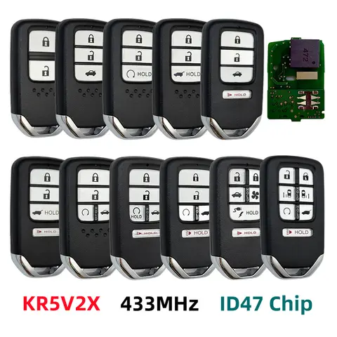 Llave remota con Chip KR5V2X 433MHz ID47 para Honda City Civic claridad CRV EX-L HR-V Jazz Odyssey Pilot XRV URV Venzel 2016-2022 2-7BNT