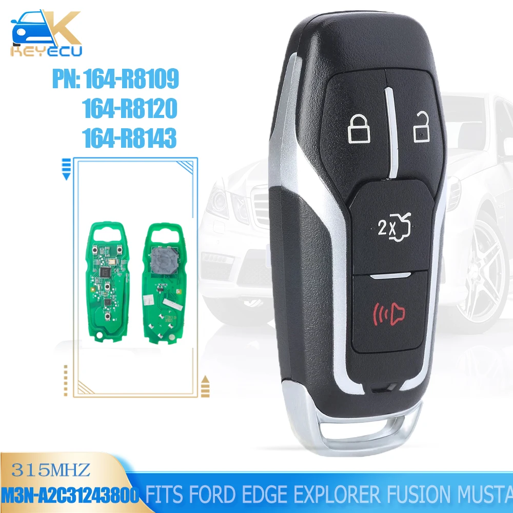 

Смарт-ключ KEYECU M3N-A2C3124380 ASK 315 МГц, NCF2951F HITAG PRO ID49, 4 кнопки, для Ford Fusion Edge Explorer 2015-2017