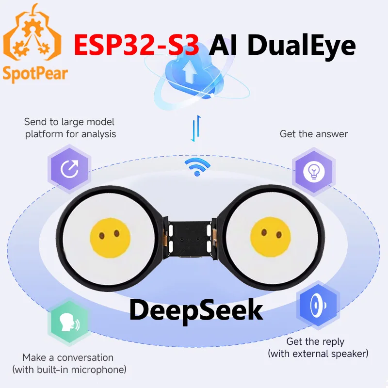 

ESP32-S3 AI DualEye TouchEye N16R8 1,28-дюймовые IPS-дисплеи для XiaoZhi Deepseek поддерживает Wi-Fi/Bluetooth 5 Waveshare