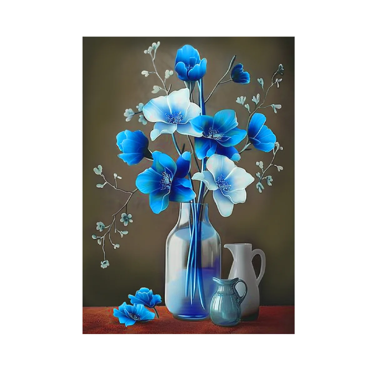 

9ct 60x80cm Blue Flowers Vase Cross Stitch Embroidery DIY Printed Kits Needlework Set Home Decor Crafts New