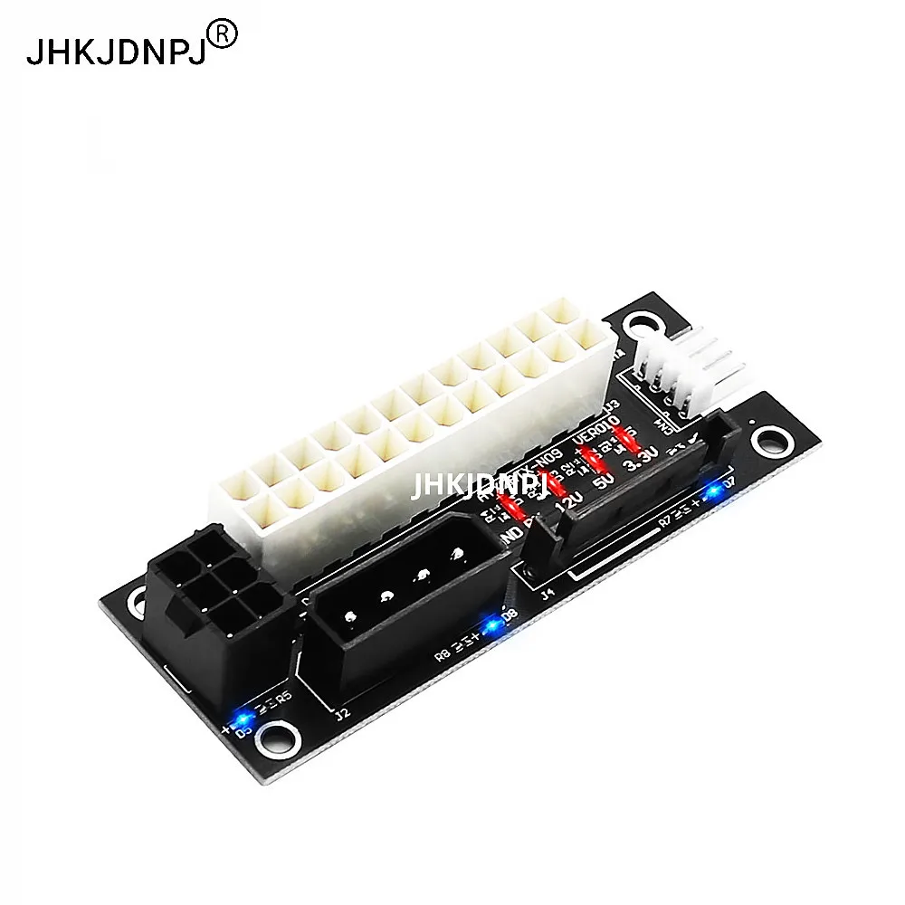 4 in 1 Molex 4Pin/SATA/ATX 6Pin/4Pin Dual PSU Multiple Power Supply Adapter, Synchronous Power Board, Add 2PSU with Power LED