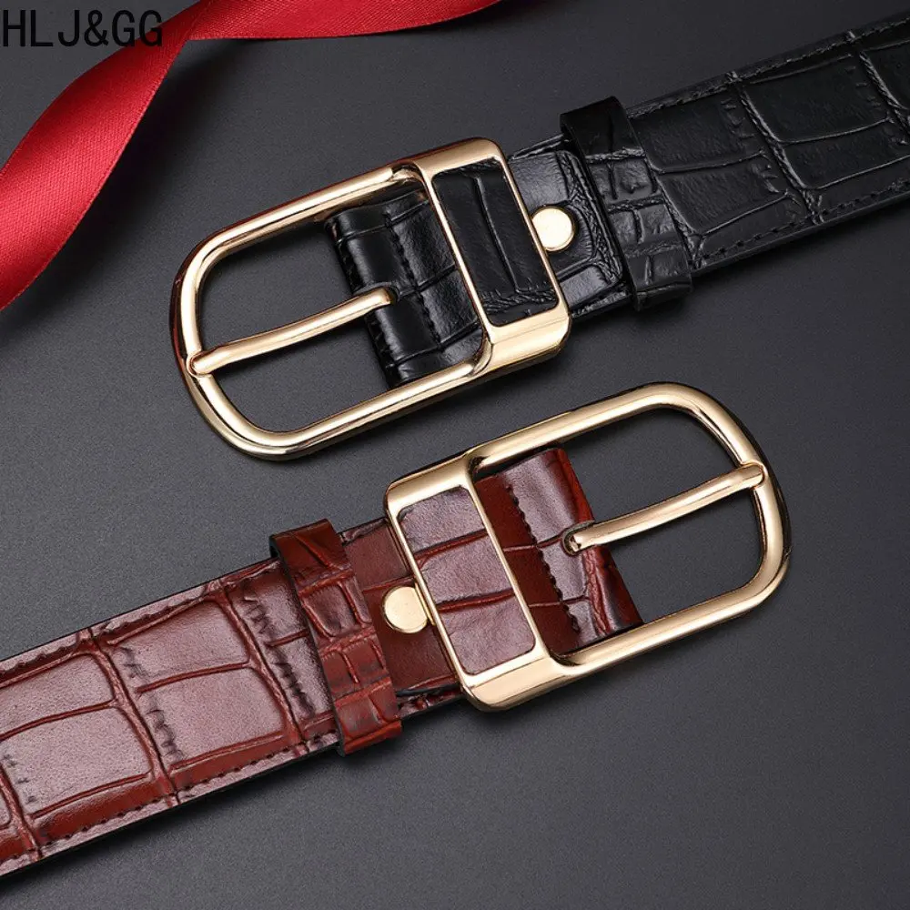 

HLJ&GG High Quality Belt for Man Business Classic Simplicity Pin Buckle Male Waistband Fashion Crocodile Pattern Leather Belt