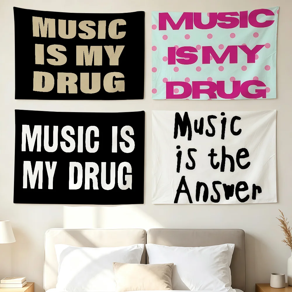 Music Lover MUSIC IS MY DRUG Flag For Sports Matches Games Parade Rally Holiday Festival Backyard Balcony Club Bar Decor
