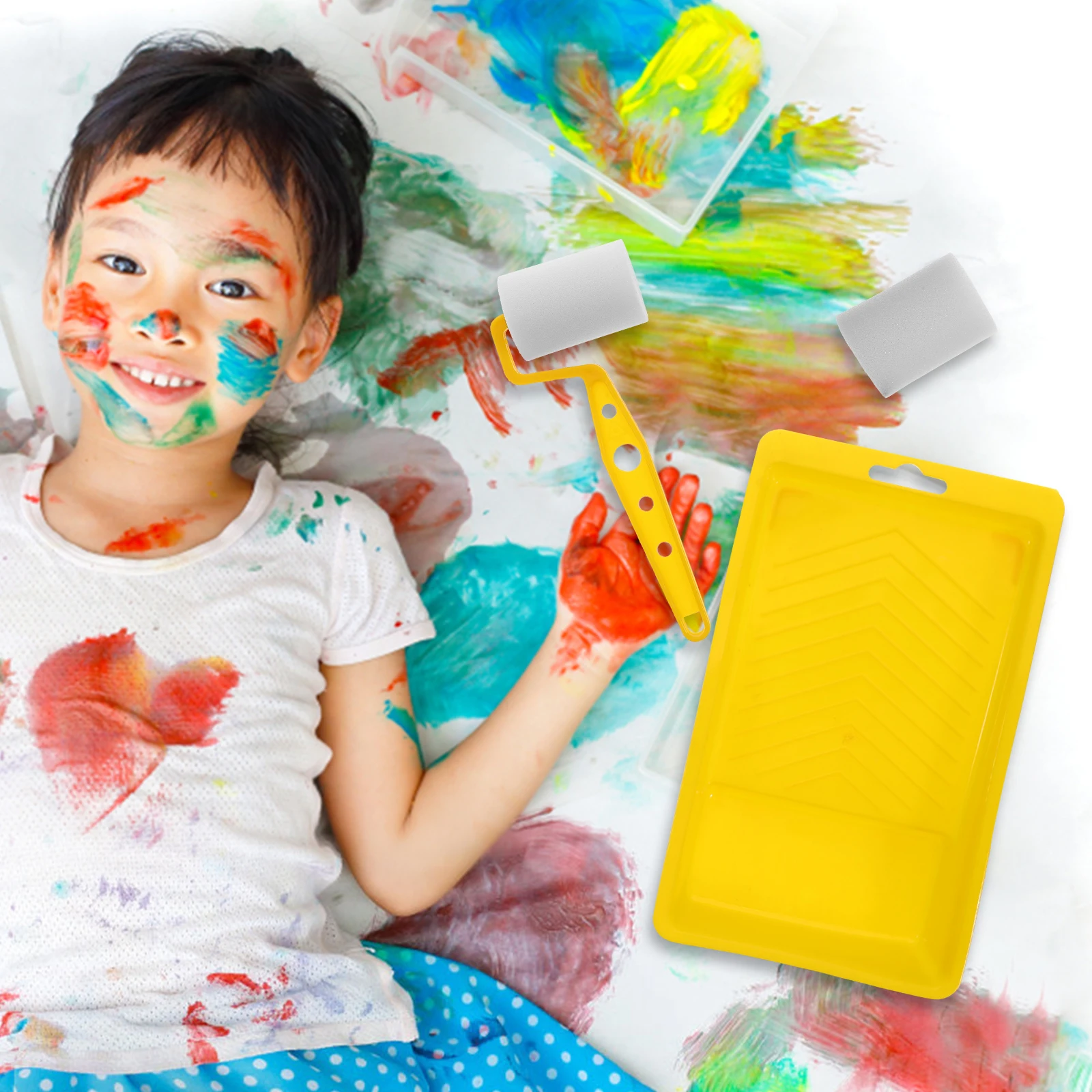 

1 set Paint Brush Set Wall Ceiling Furniture Oil Plastic Small DIY Painting Tools Kit Wall Painting Roller Sponge Oil for Door