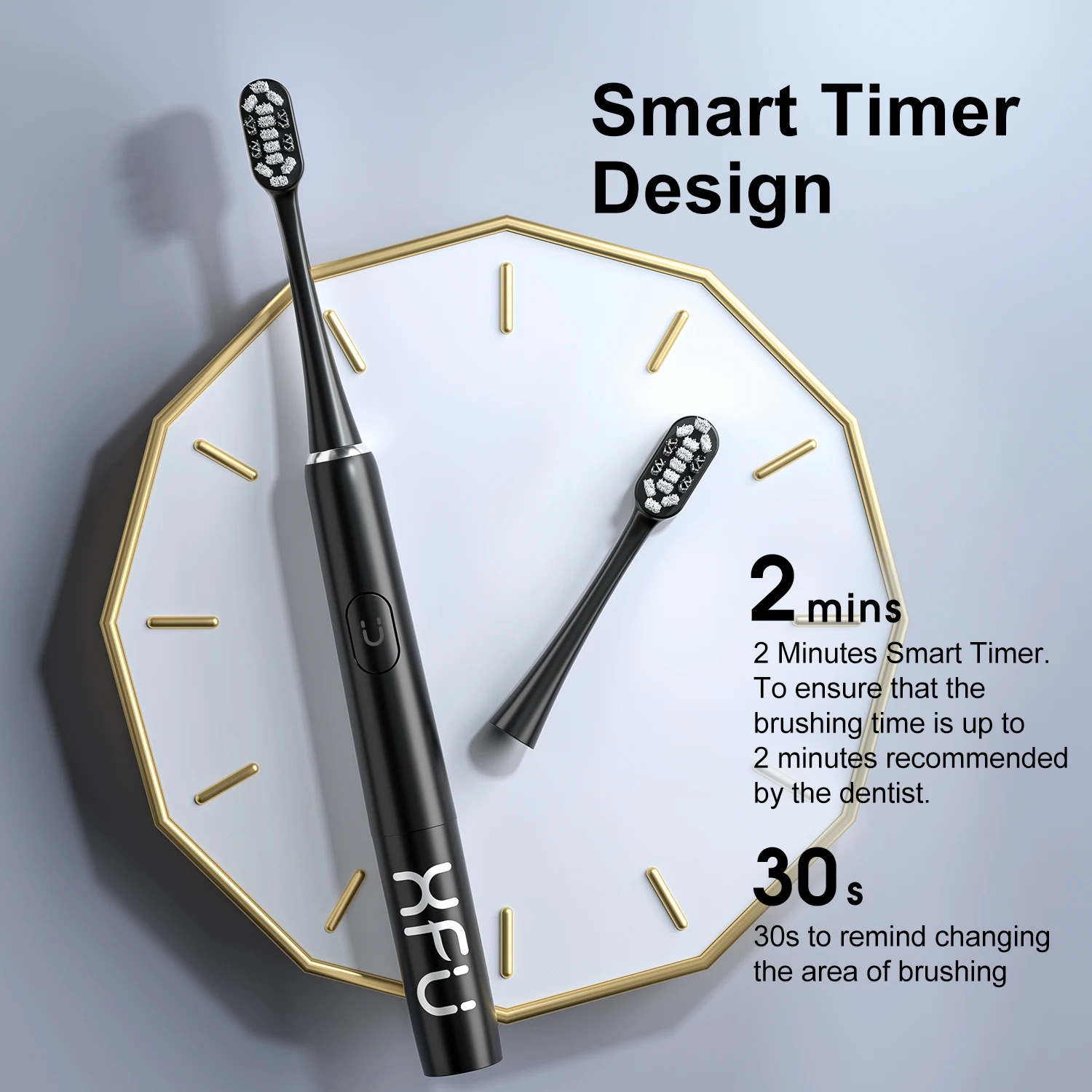 SEAGO Electric Toothbrush Sonic Adult Battery Teeth brush holder with 3 Replacement Brush Heads Waterproof Smart time For Gift