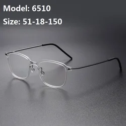 Square Men's Glasses Frame Titanium Acetate Eyeglasses Myopia Prescription Eyewear Optical Lens Denmark Brand 6510 Fashion