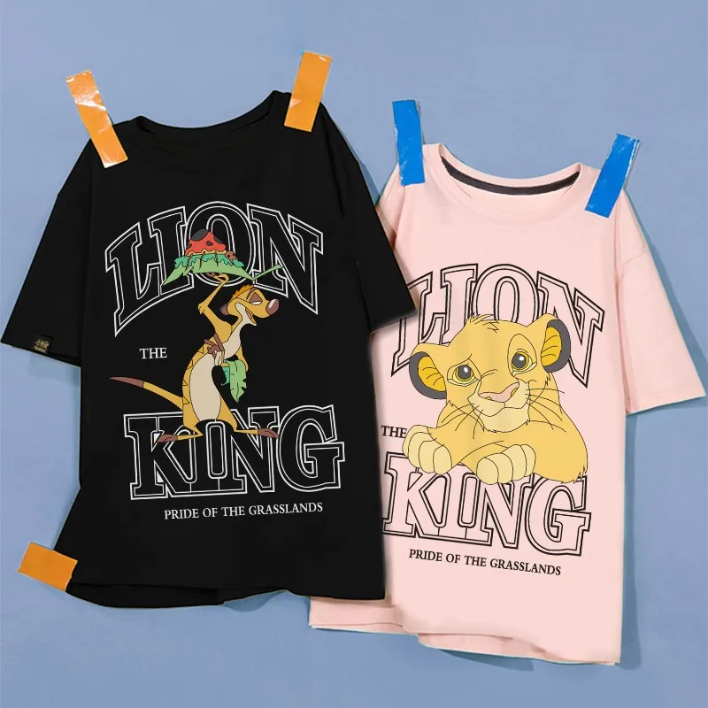 Camiseta de manga corta con estampado de El Rey León para hombre, ropa holgada de Simbadin, Pumbaa completa, nuevo modelo de verano, 2024