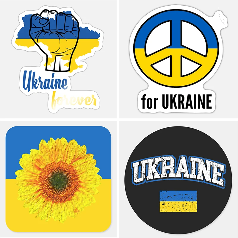 

V1394# Creative Stickers Ukraine Flag Decal Car Sticker for Ukrainian Flag Removable Decal Ukraine Flag Trident Map Accessories