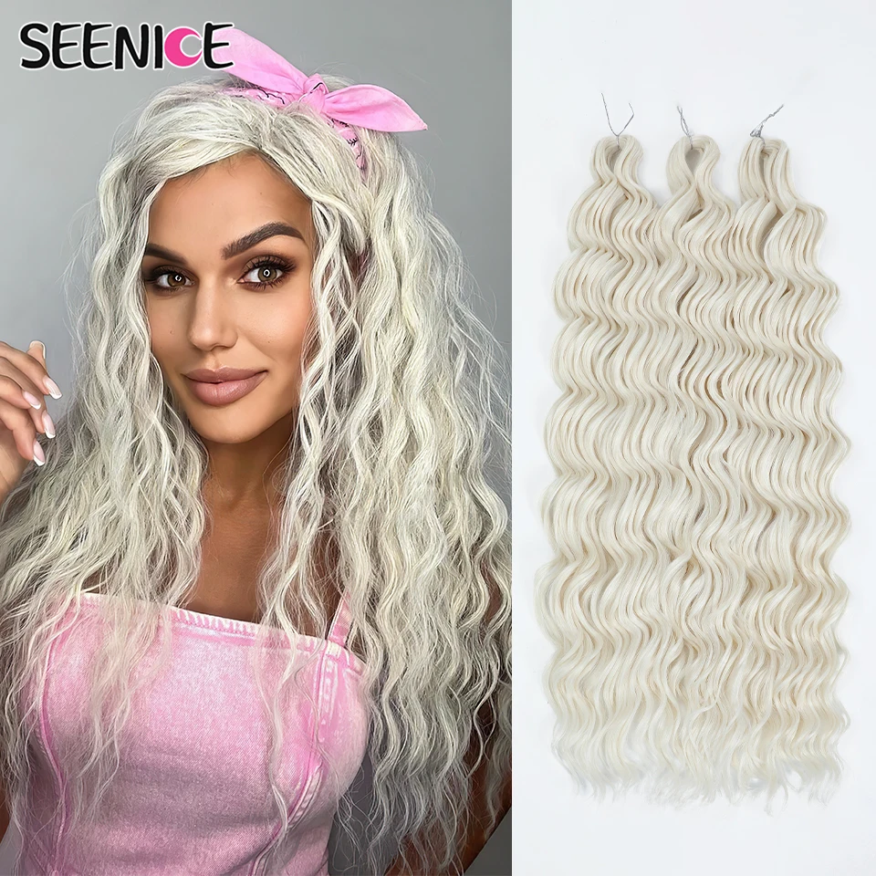 

Anna 24 Inch Synthetic Hair Water Wave Braiding Hair Extensions Ombre Blonde Red Deep Wave Afro Curl Twist Crochet Hair ForWomen