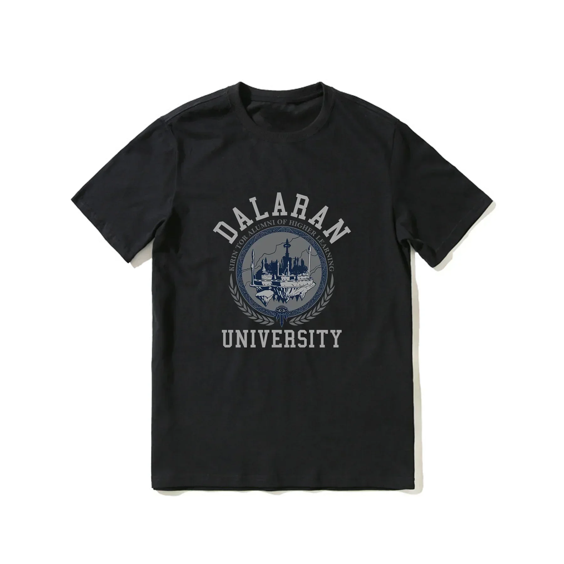 

2025 Hot Sale Summer 100% Cotton World of Warcraft Dalaran University Premium Black T Shirt Men Hip Hop Streetwear T-shirt
