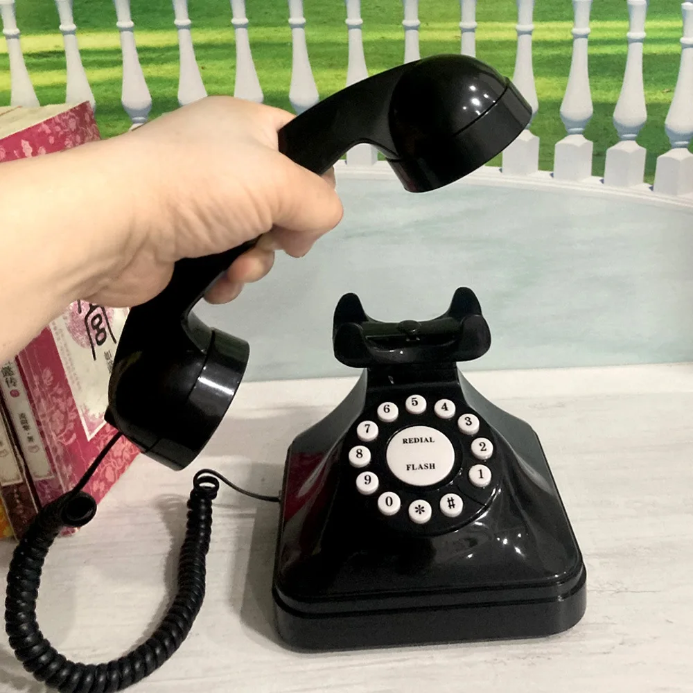 Horké antický evropský vintage landline telefon pro home/office/hotel, černá HD volat velký knoflík landline telefon dropshipping