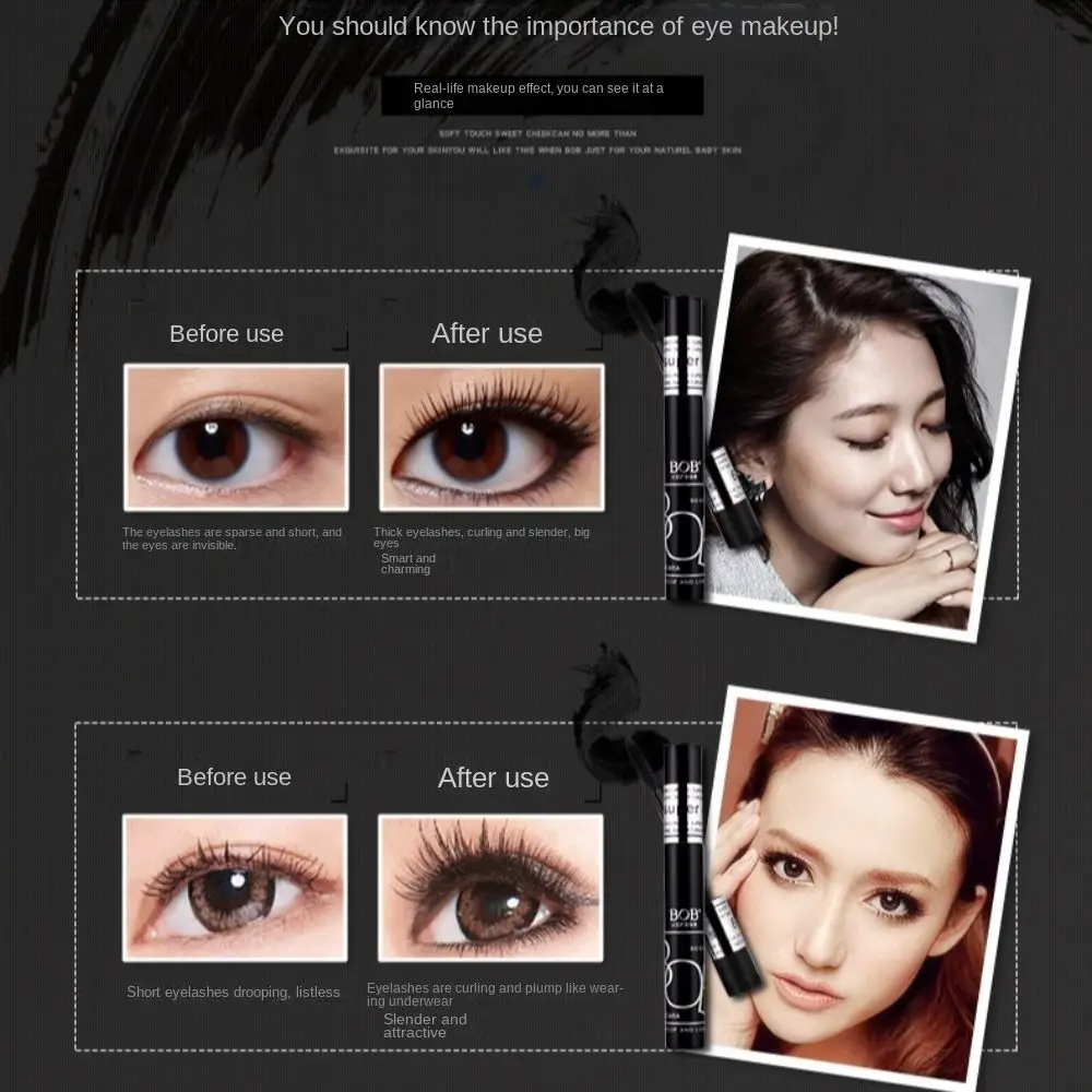 Waterproof Eyelash Mascara 3D Slender Thick Black Eyelashes Extension Non-smudge Long Lasting Curling Thick Eyelashes Women