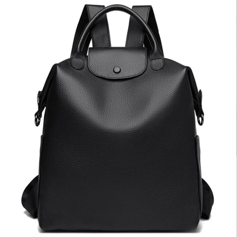 Genuine Cowhide Leather Women Backpack Large Capacity School Back Pack Female Casual Travel Bagpack Rucksacks for Girls Sac