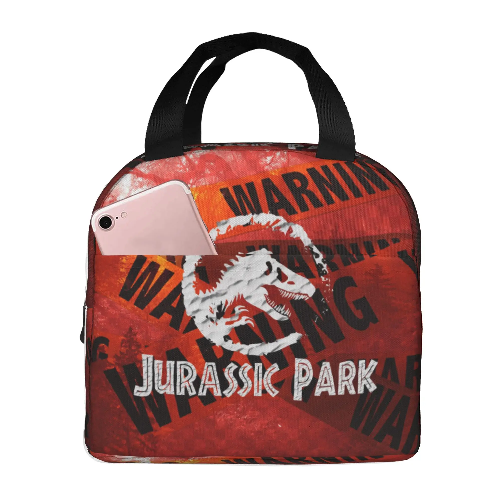 

Custom J-Jurassic Park Thermal Insulated Lunch Bag Women Dinosaur Portable Lunch Tote for School Office Outdoor Storage Food Box