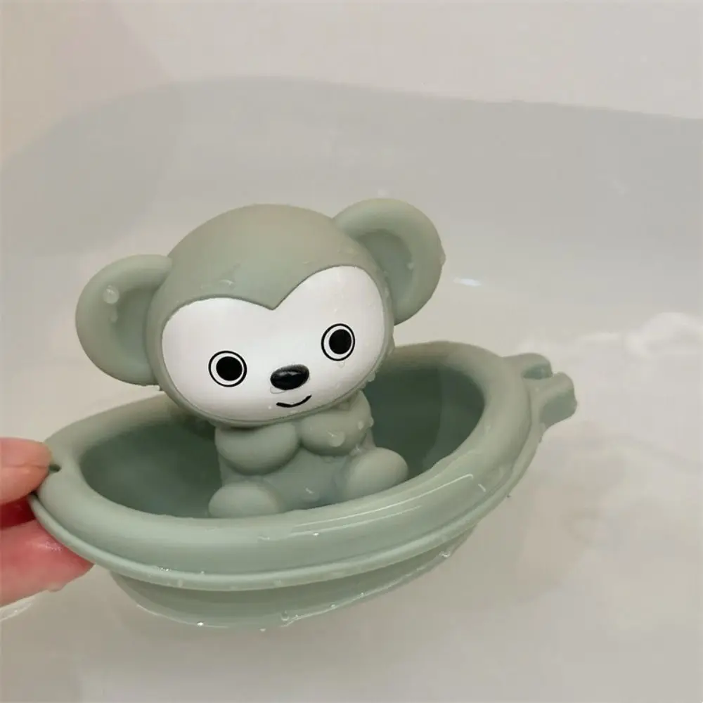 Burattino da dito Giocattoli da bagnetto per bambini Disegni di animali Educazione precoce Giocattolo da doccia galleggiante Giocattoli da barca impilabili colorati in silicone