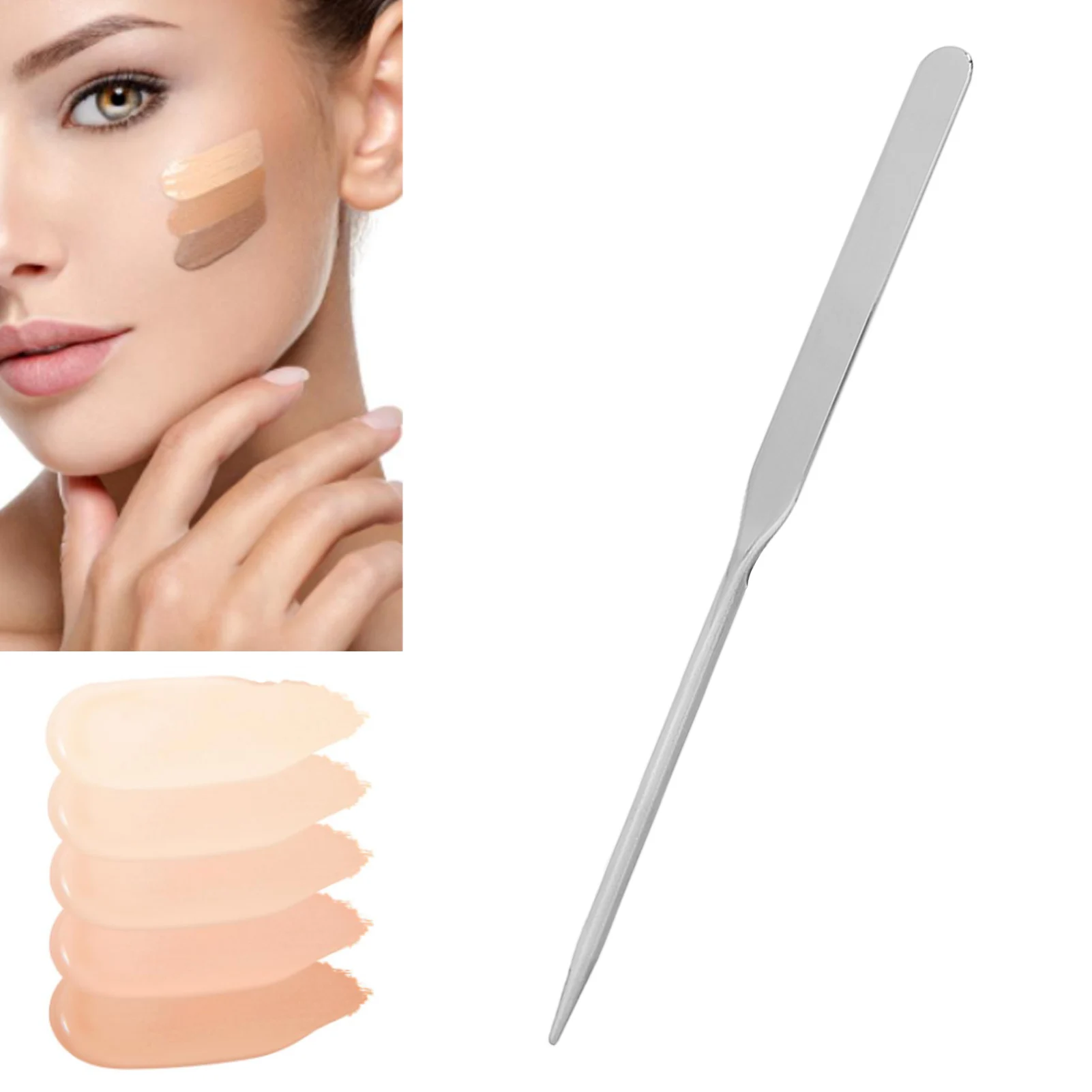 Spatola per fondotinta liquido Asta di agitazione ergonomica per trucco per nail art in acciaio inossidabile per truccatore