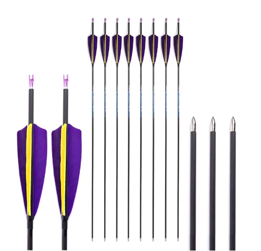 6/12/18pcs ID 4.2mm Carbon Arrow 32inch Spine 250 300 350 400 450 500 600 700 800 900 1000 Shaft with 4