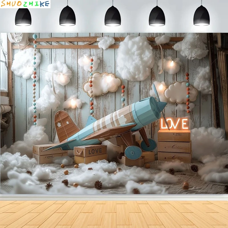 استحمام الطفل حفلة عيد ميلاد سعيد خلفيات للتصوير الفوتوغرافي الوليد الاطفال منطاد الهواء الأميرة الغابة الاستوائية صورة خلفية BB-07 #1