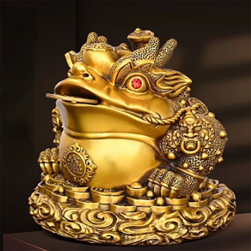 

Wealrh Fengshui Ruyi Gold Toad All Copper Three Legged Gold Toad Home Living Room Tv Cabinet Wine Cabinet Decor Gifts Ornaments