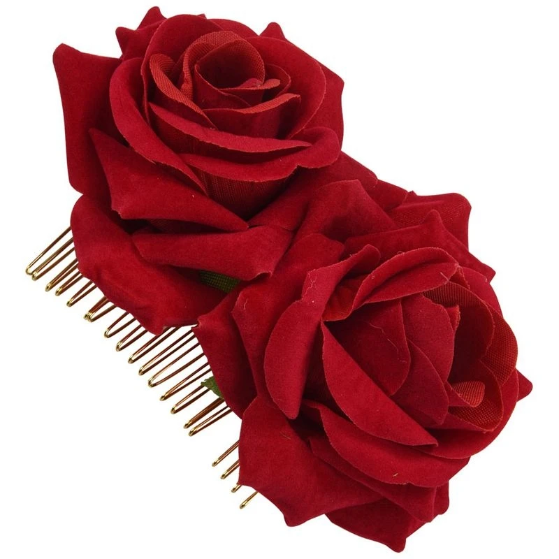 8X Pinza para el pelo con flor de rosa, broche de flor estilo bailarina de flamenco, pinza para peinado de mujer, accesorios para el cabello ecológicos