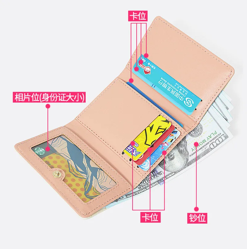 Cartera de Anime Genshin Impact para hombre y mujer, monedero de estudiante de dibujos animados, cartera corta de cuero PU, a la moda