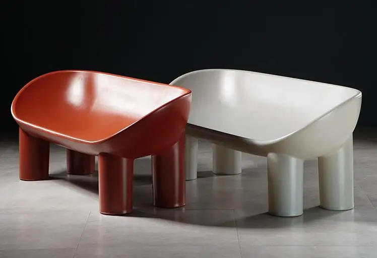 

Elephant leg triple sofa chair, sitting area bench plastic furniture, outdoor double pier seat