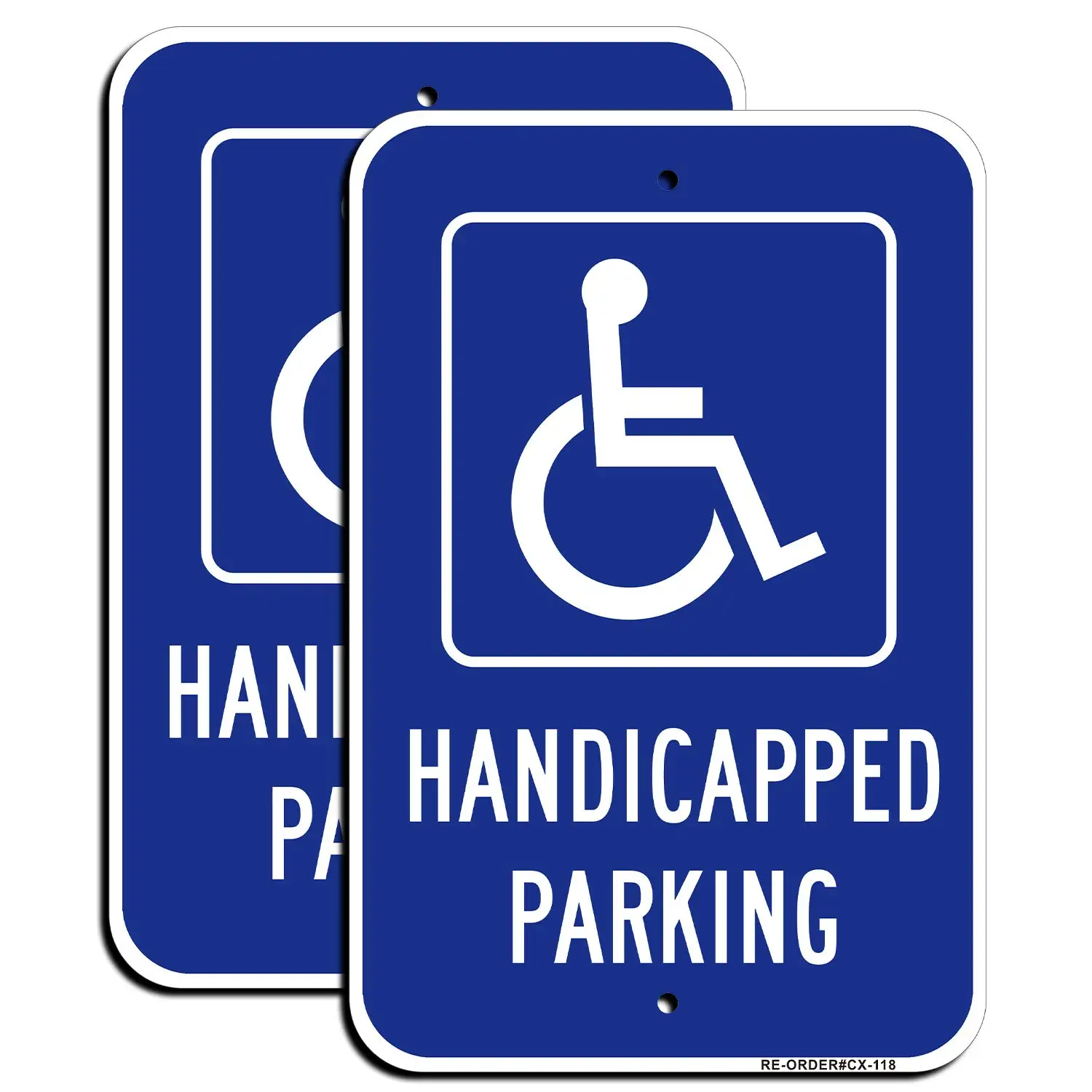 

Handicap Parking Sign 2 Pack, Reserved Parking with Wheelchair Symbol, 12x18 Inch Engineer Grade Reflective Aluminum