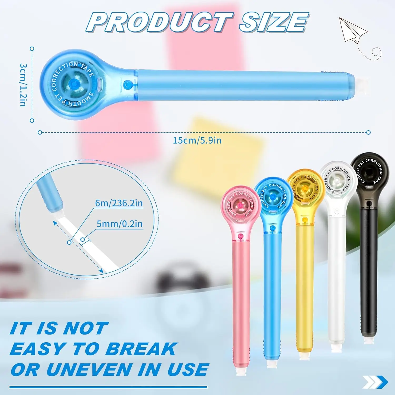10 Pack Correction Tape Pen Correctional Ink Tape Push Pull Protective Easy to Use Applicator for School Office Supplies