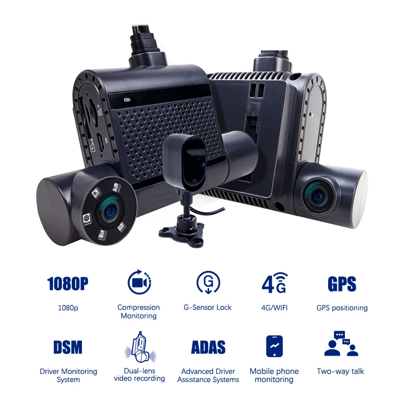 4G GPS WIFI 1080P Real Time Video Recorder Supports DSM ADAS AI Dashcam Dash Camera for Commercial Vehicle Truck Monitoring