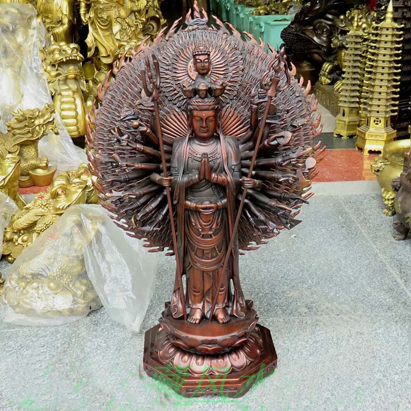 

57cm huge Southeast Asia temple bronze Thousand-hand Bodhisattva Guanyin buddha statue safety healthy Effective protection