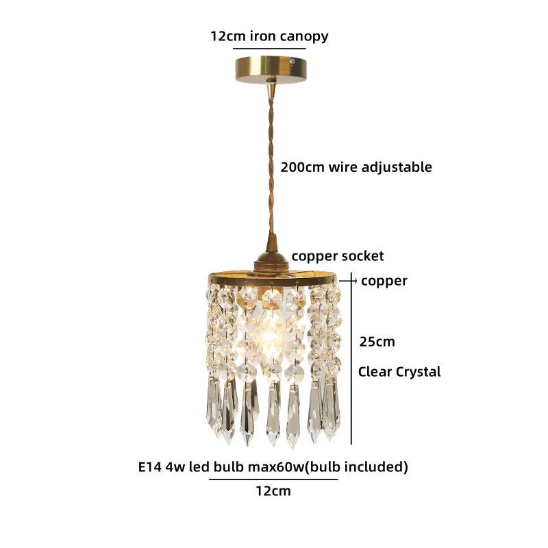 IWHD Japan Style LED Pendant Light Clear Luxury Crystal Chandelier Bedroom Kitchen Home Furniture Decoration Design Hanging Lamp