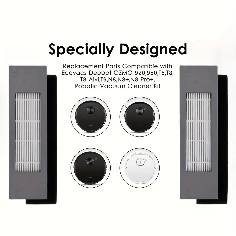 4 Filters +1 Cleaning Tool Replacement Parts for Ecovacs Deebot OZMO 920 950 T8 T9 T5 N7 N8 Plus DX55 DX93 DJ65 Robot Vacuum