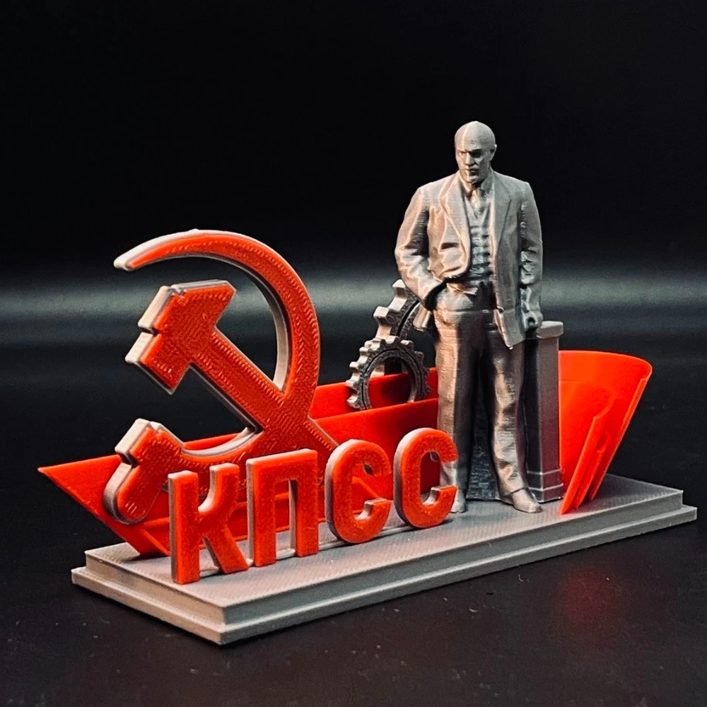 

Советская фигурка Ленина с молотом и серпом, напечатанная на 3D-принтере, красно-серебристая, настольное украшение для любителей истории