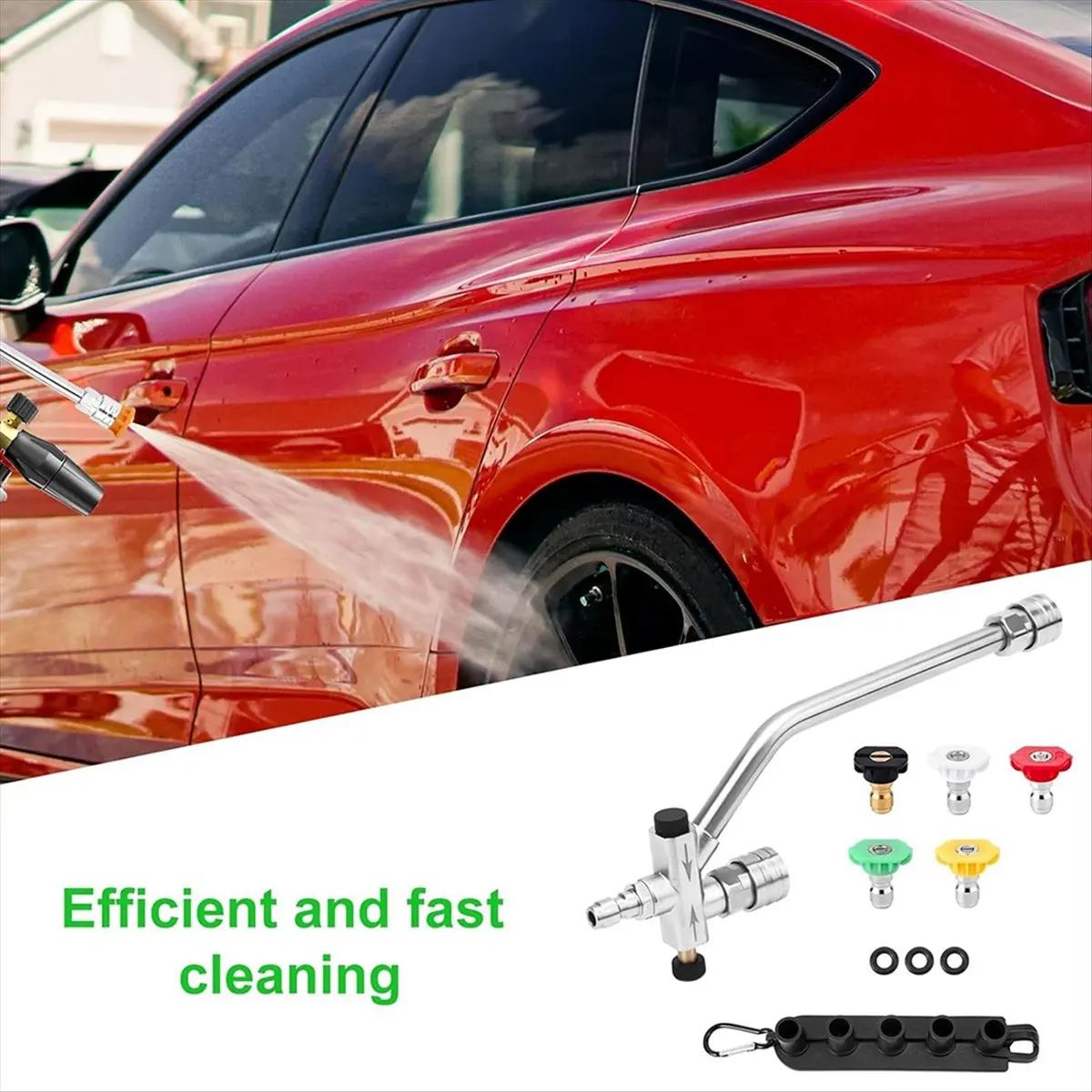 L63A Foam Cannon Dual Connector Accessory, 1/4in Fast Connect Dual- Pressure Washer Wand with 5 Pressure Washer Nozzles