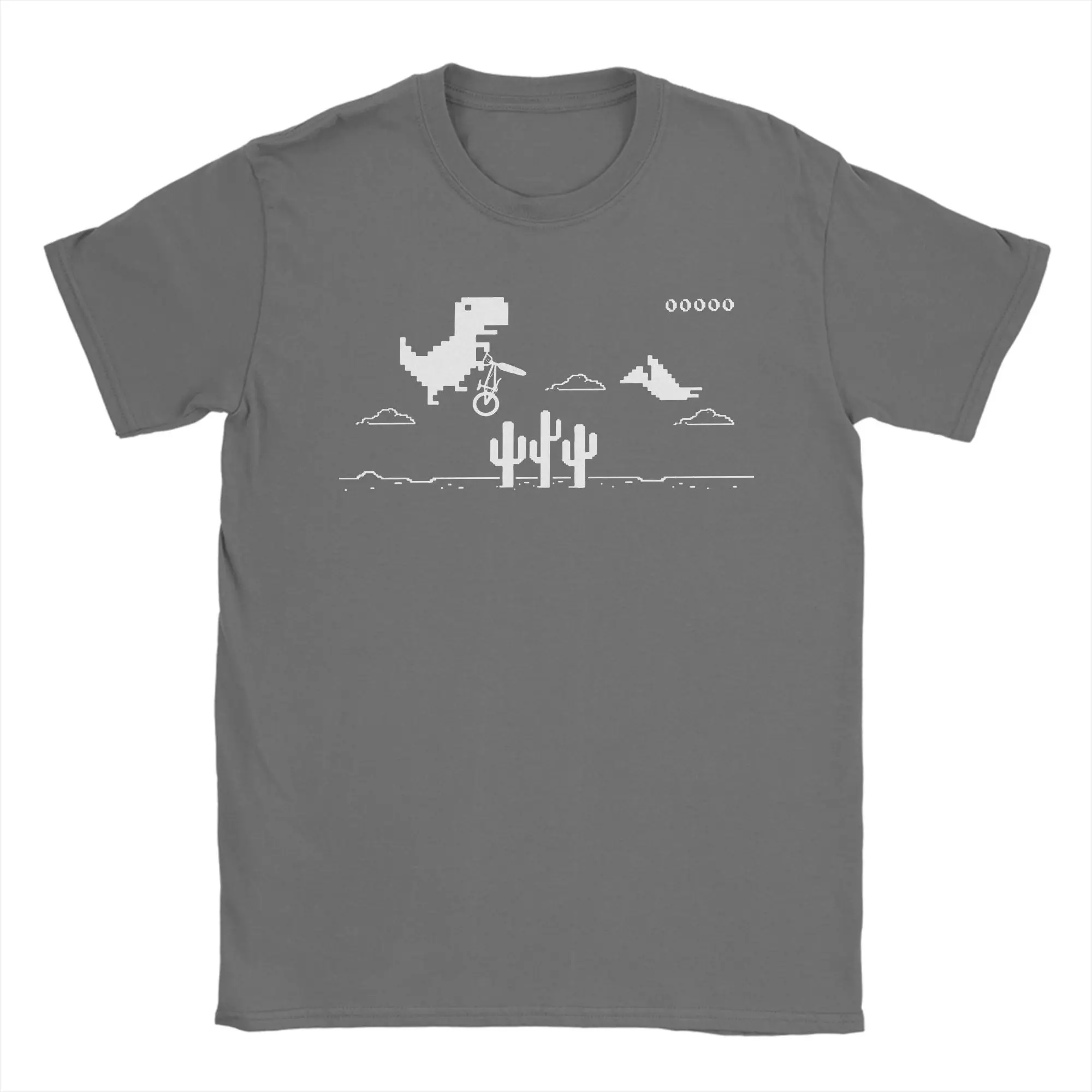 Vintage T-Rex BMX Offline T-Shirt Men's Cotton Short Sleeve Geek Programmer Dinosaur Round Neck Summer Top Tee