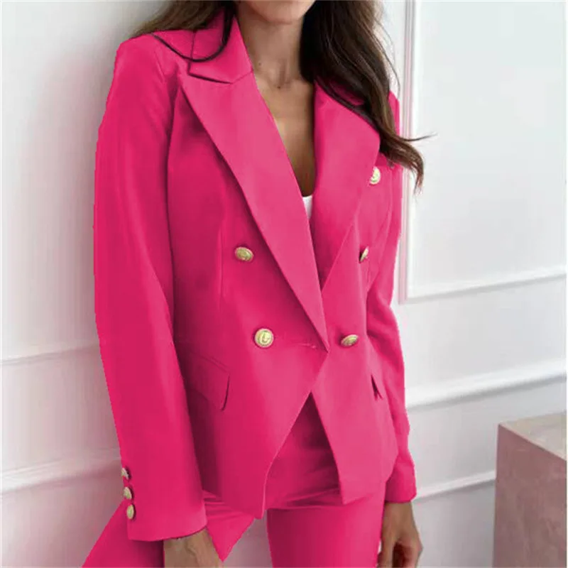 Fashionable Pure Color Casual Women's Suit Jacket Spring Autumn New Style Commute Style Long Sleeve Polyester Fiber