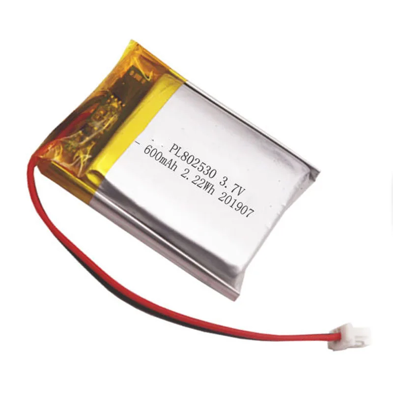 2/5/10/20 Pcs 3.7V 600mAh 802530 Lithium Polymer Ion Battery 2.0mm JST Connector