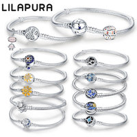 LILAPURA 925 Silver Moon Sun Star Bracelet Flower Moments Bracelet Fit Original Charms Beads For Women DIY Fashion Jewelry Gifts