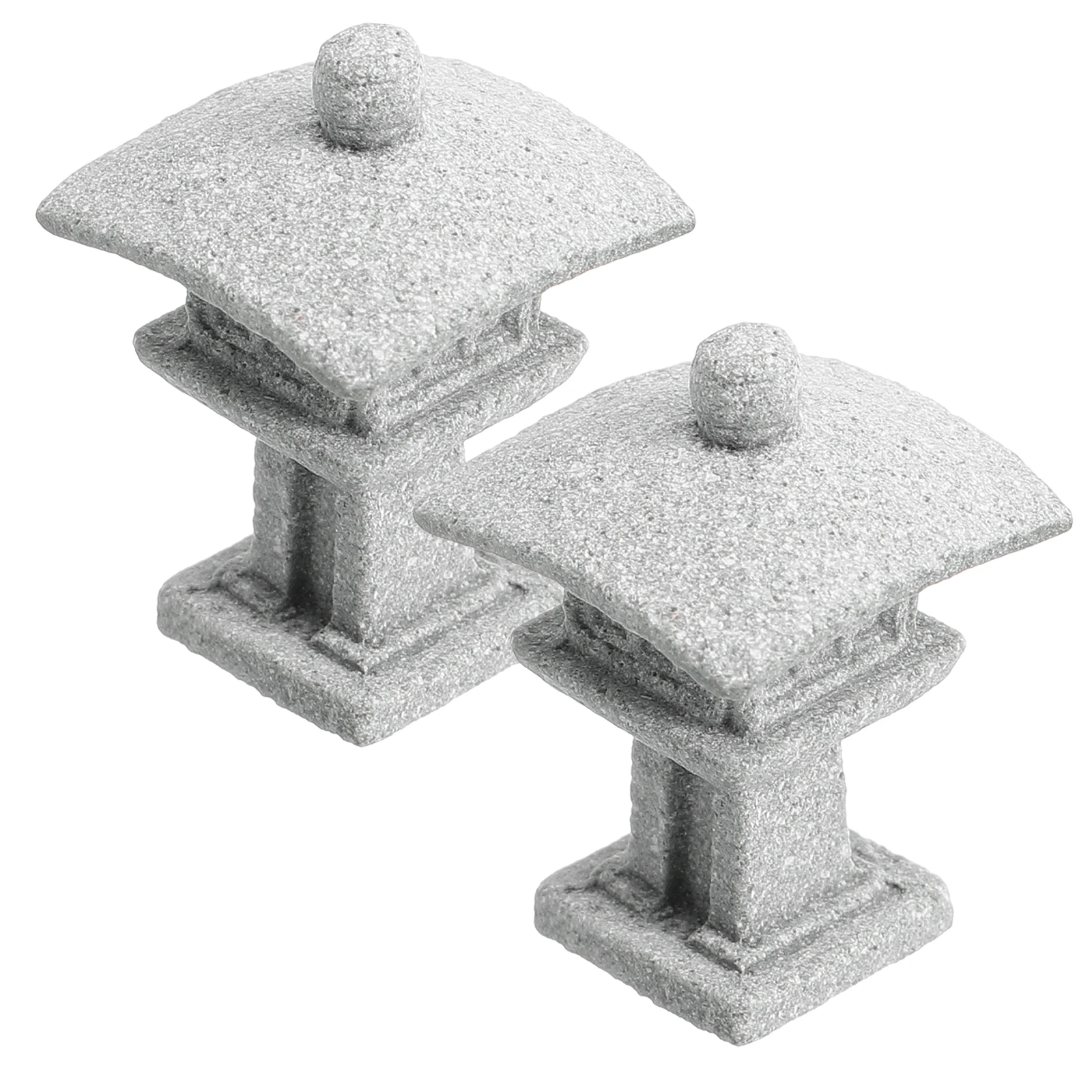 

2 Pcs Lantern Stone Statue Decorations Mini Ornaments for Garden Landscaping Sandstone Zen