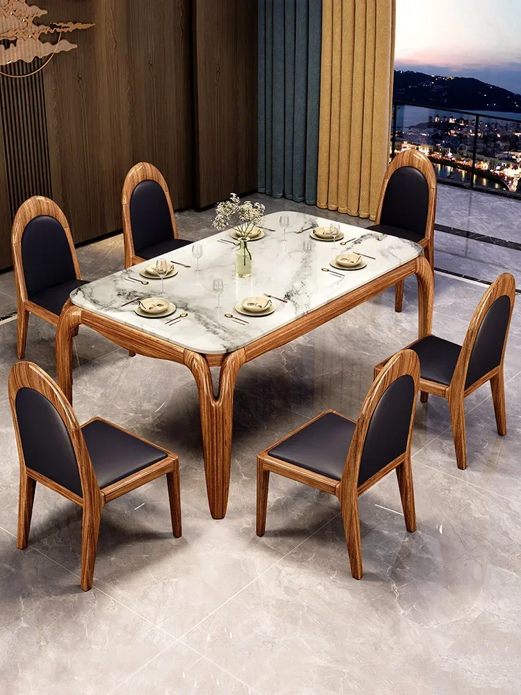

New Chinese Style Ugyen Wood Rectangular Dining Tables and Chairs Set Household Solid Wood Dining Table
