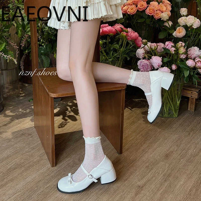 2024 primavera Mary Jane scarpe eleganti da donna con tacco basso moda Casual fibbia scarpe singole calzature da donna stile College