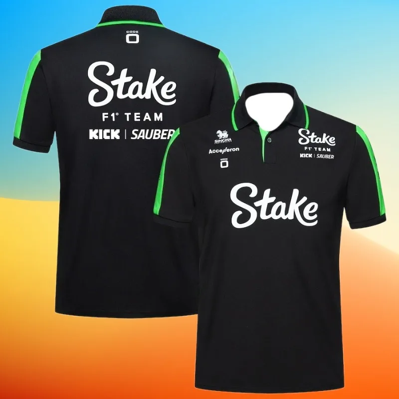 

MOTO-Formula racing men's Polo T-shirt, retro printed car men's short-sleeved letter top, fashionable shirt