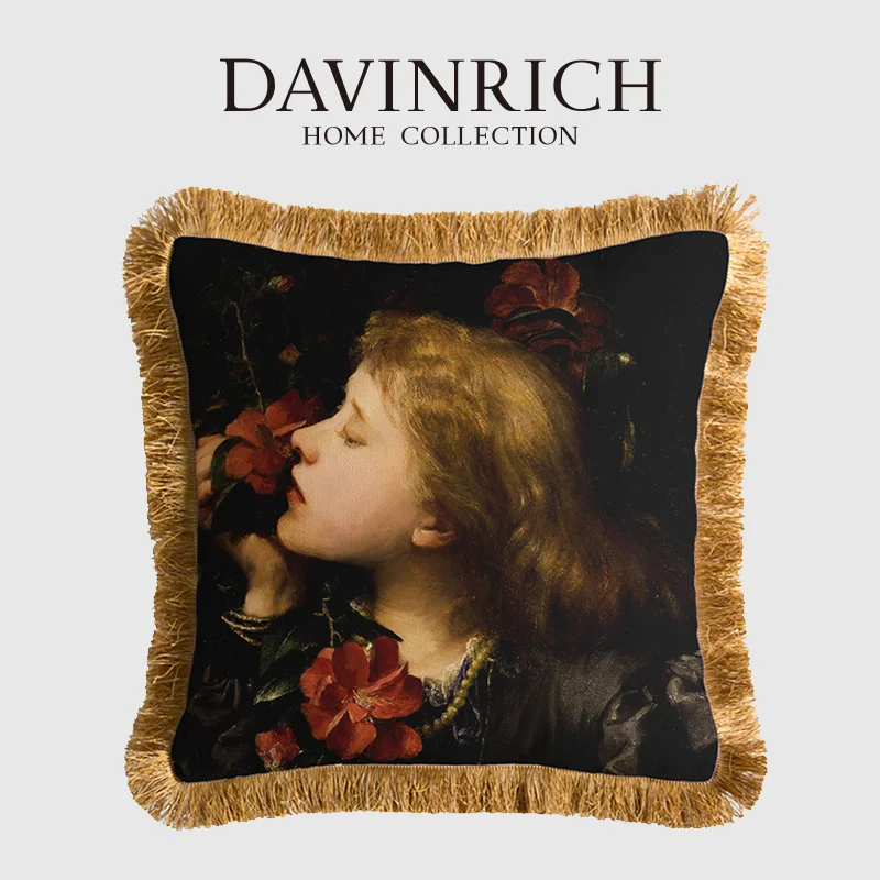 DAVINRICH Itaian Retro Fragrance Girl Decorative Pillow Cover 45X45cm Premium Designer Cushion Cases For Couch Living Room Sofa