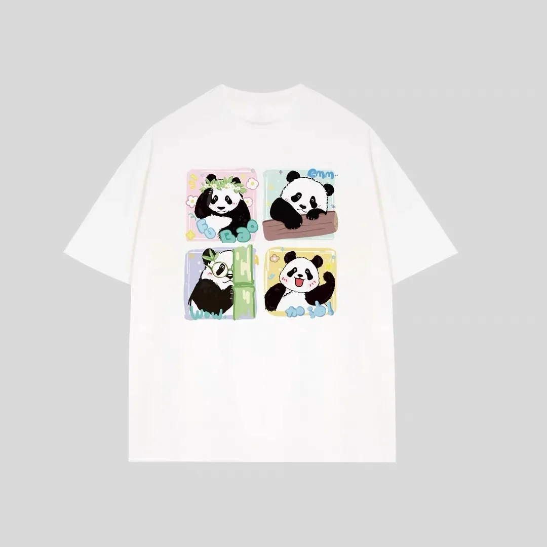 New Kawaii Giant Panda Graphic T Shirt Cute Print Women T-shirt Female Summer streetwear Ladies Street Fashion Y2k Clothing Tops