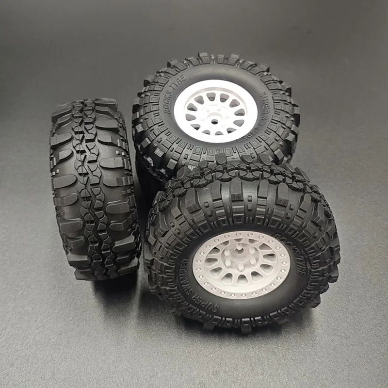 Rodas simuladas de 1.9 polegadas, 2 peças, material de nylon, rodas de travamento, cubo e pneus de borracha para carro crawler 1/10 rc, peças de atualização traxxas