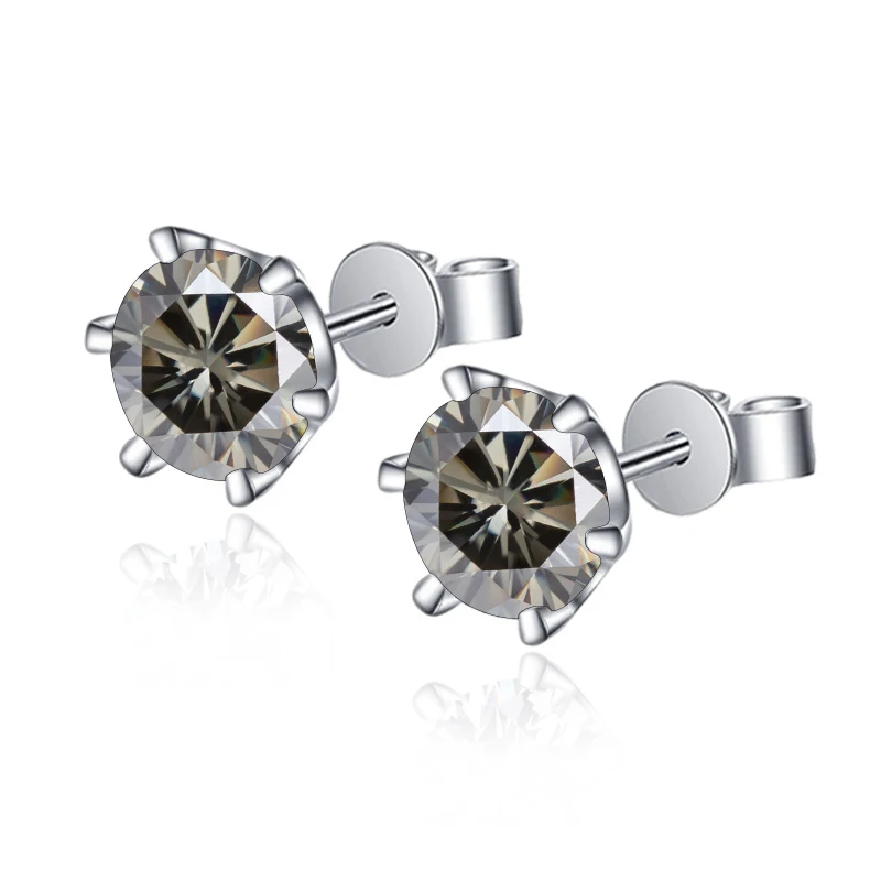 BIJOX STORY 0.5-2ct Multi Colors and Cuts Moissanite Stud Earrings  S925 Sterling Silver Fine Jewelry Earrings For Women Wedding